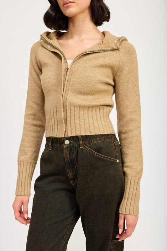 CROPPED HOODIE ZIP UP - Eye Candy Sensation