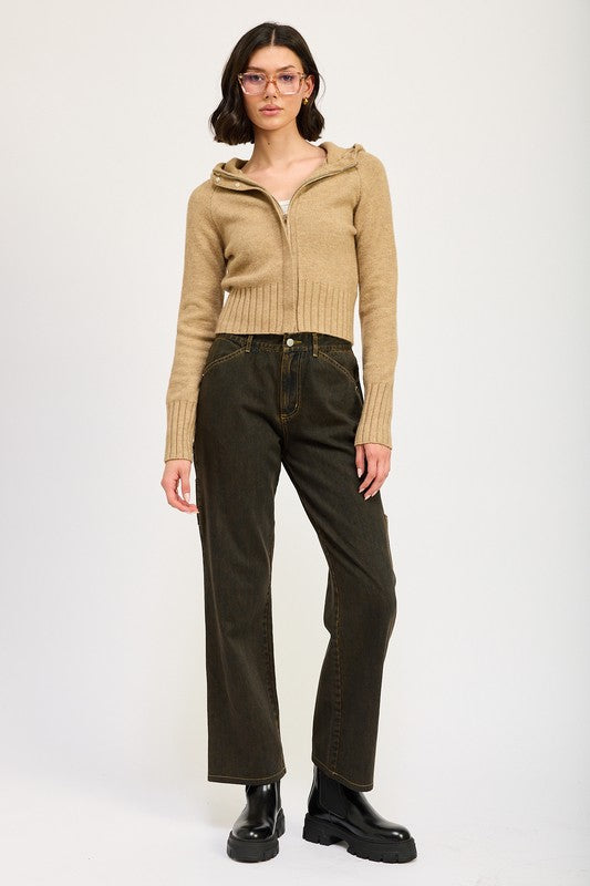 CROPPED HOODIE ZIP UP - Eye Candy Sensation