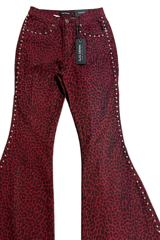 Leopard Studded Bell Bottom Pant - Eye Candy Sensation