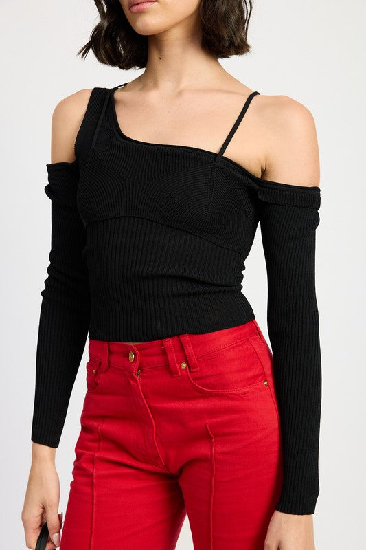 ONE SHOULDER LONG SLEEVE TOP - Eye Candy Sensation
