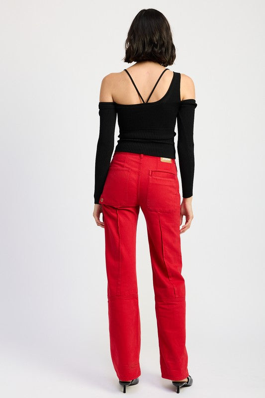 ONE SHOULDER LONG SLEEVE TOP - Eye Candy Sensation