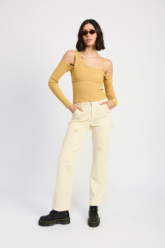 ONE SHOULDER LONG SLEEVE TOP - Eye Candy Sensation