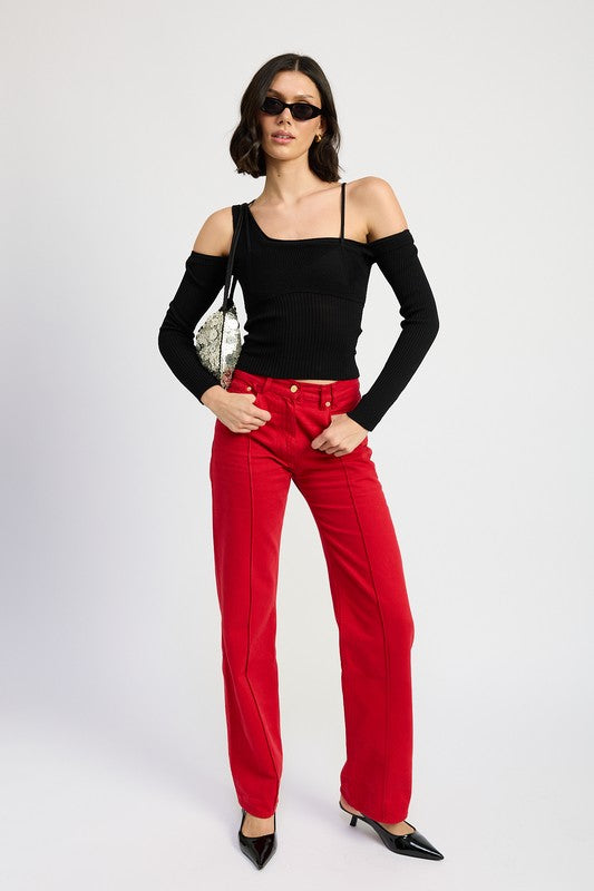 ONE SHOULDER LONG SLEEVE TOP - Eye Candy Sensation