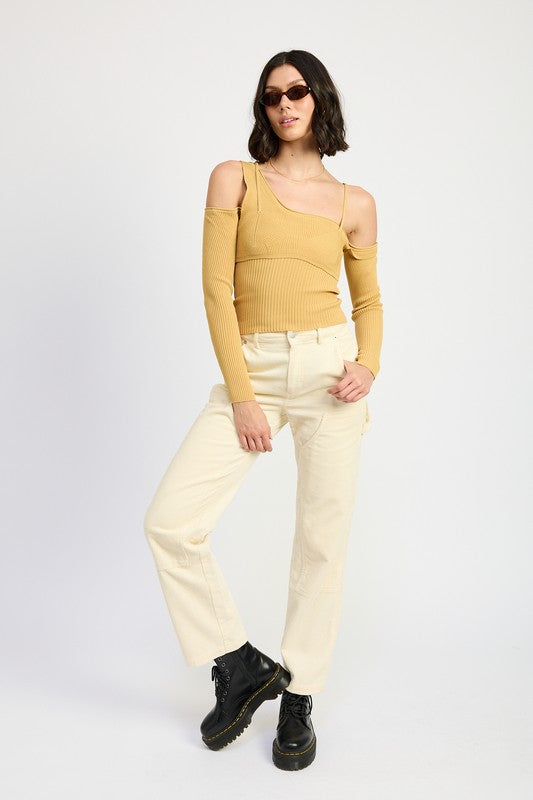 ONE SHOULDER LONG SLEEVE TOP - Eye Candy Sensation