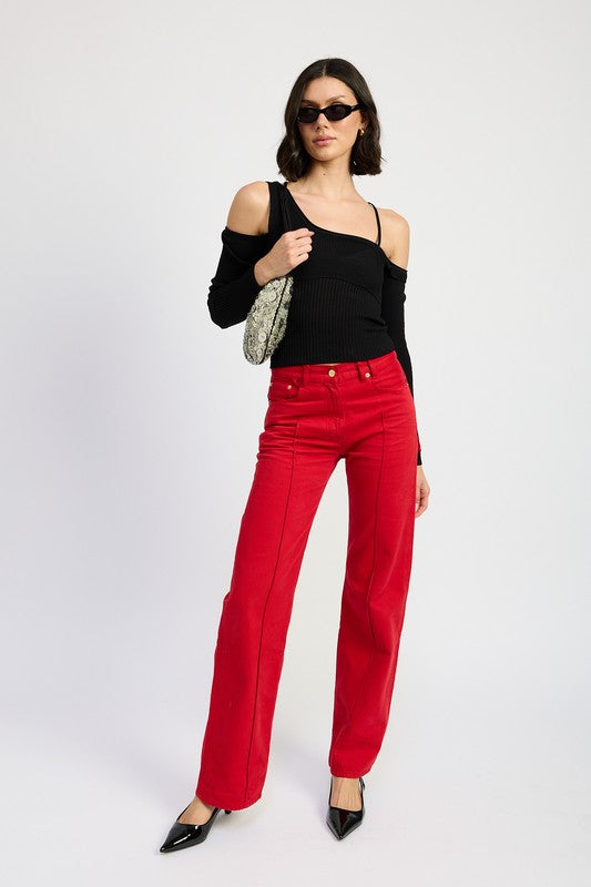 ONE SHOULDER LONG SLEEVE TOP - Eye Candy Sensation