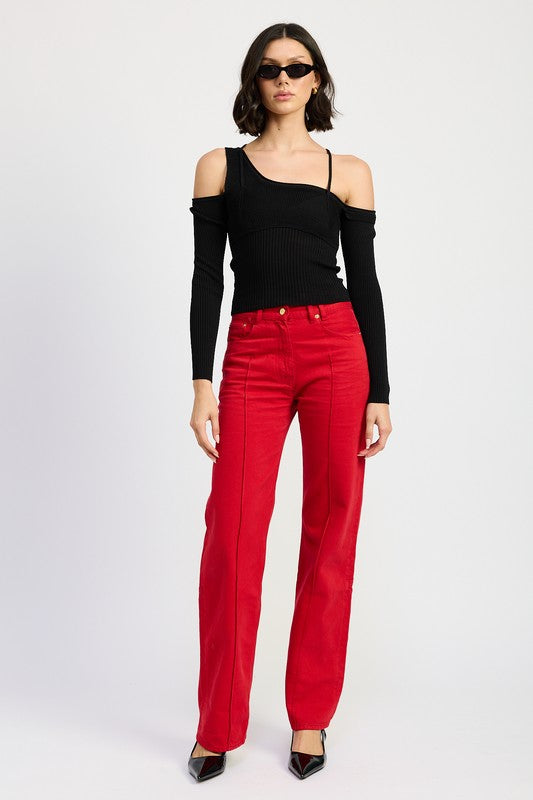 ONE SHOULDER LONG SLEEVE TOP - Eye Candy Sensation