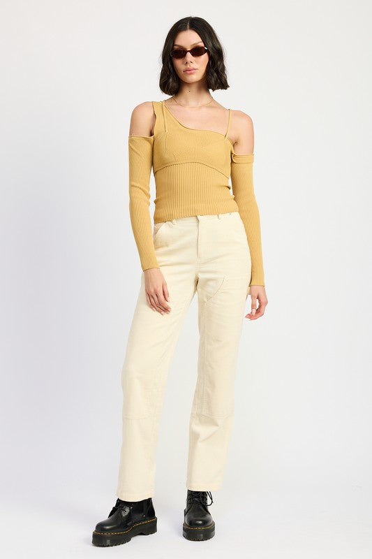 ONE SHOULDER LONG SLEEVE TOP - Eye Candy Sensation