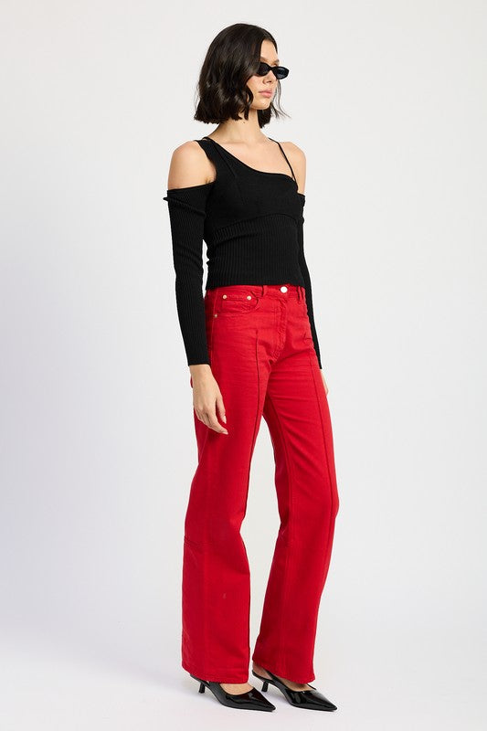 ONE SHOULDER LONG SLEEVE TOP - Eye Candy Sensation
