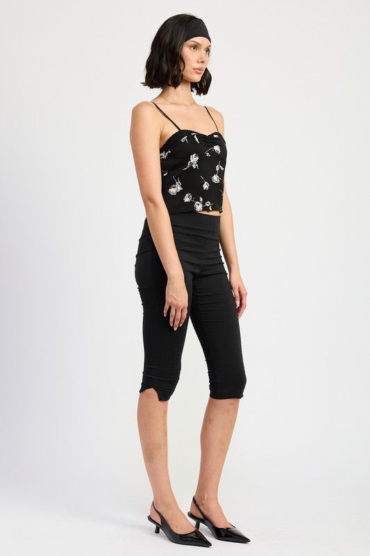 MIXED MEDIA SATIN SPAGHETTI STRAP TOP Emory Park