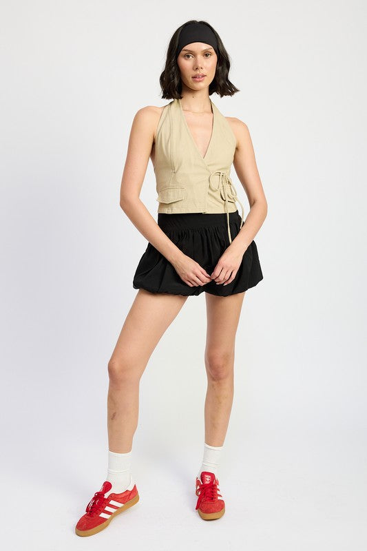 WRAPPED HALTER NECK TOP - Eye Candy Sensation