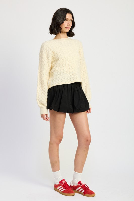 CABLE KNIT CROPPED SWEATER - Eye Candy Sensation
