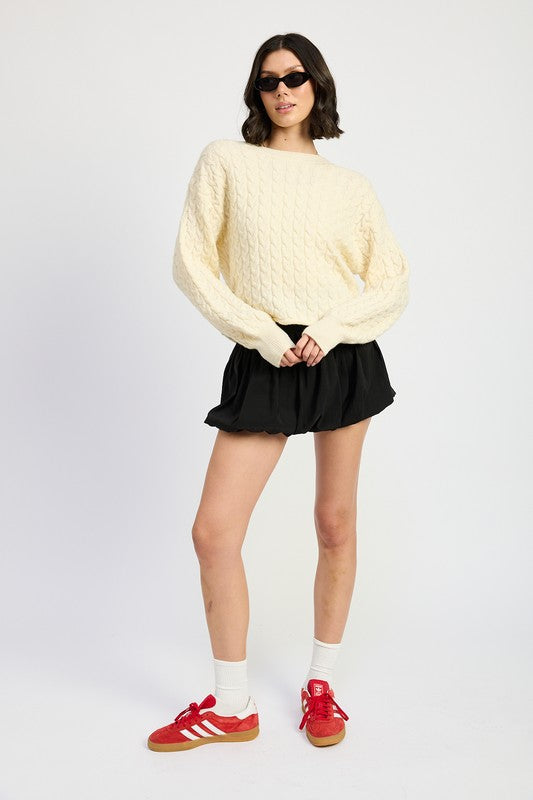 CABLE KNIT CROPPED SWEATER - Eye Candy Sensation