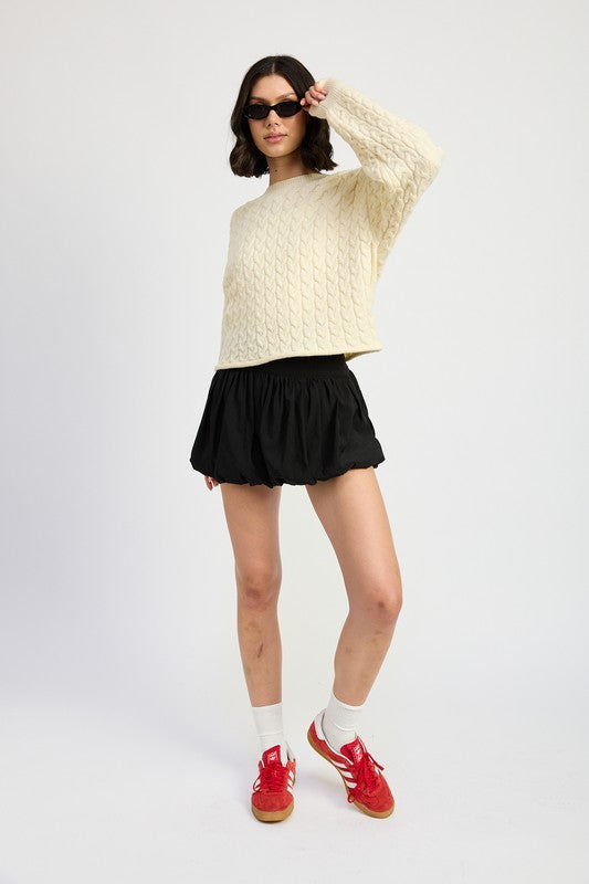 CABLE KNIT CROPPED SWEATER - Eye Candy Sensation