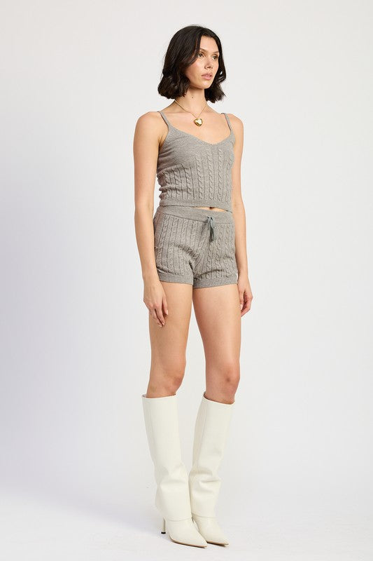 CABLE KNIT SHORTS WITH DRAWSTRING - Eye Candy Sensation