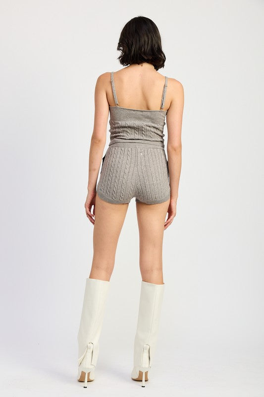 CABLE KNIT SHORTS WITH DRAWSTRING - Eye Candy Sensation