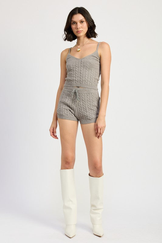 CABLE KNIT SHORTS WITH DRAWSTRING - Eye Candy Sensation