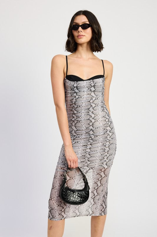 RUCHED BODYCON MIDI DRESS Emory Park