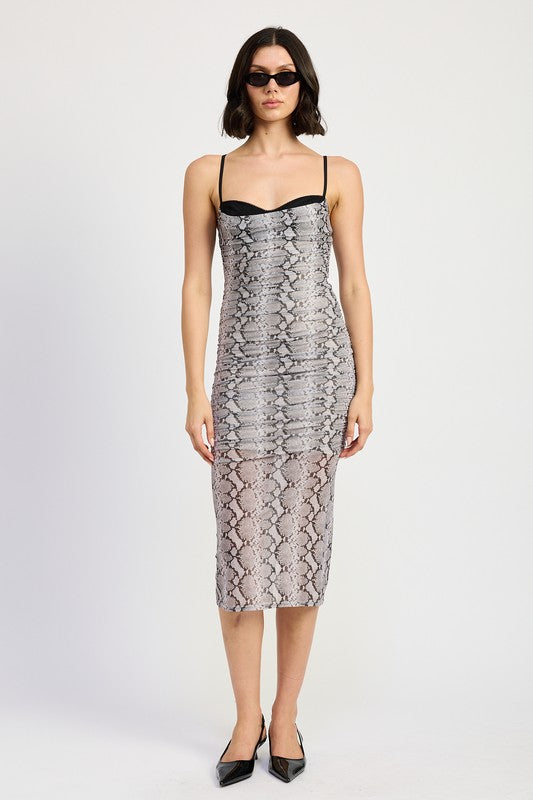 RUCHED BODYCON MIDI DRESS Emory Park