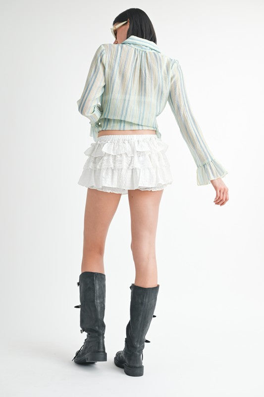 GINGHAM MINI RUFFLE SKORT - Eye Candy Sensation Apparel & Accessories