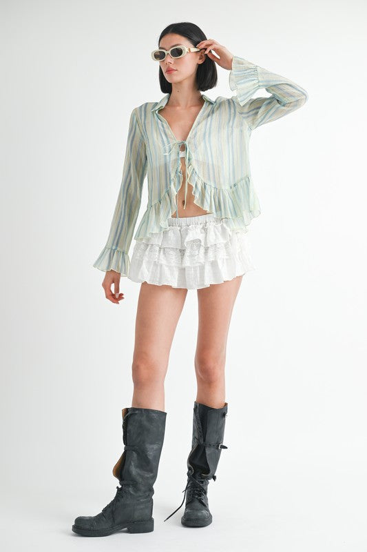 GINGHAM MINI RUFFLE SKORT - Eye Candy Sensation Apparel & Accessories