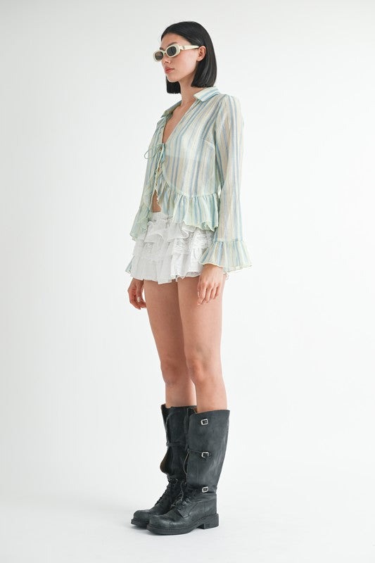 GINGHAM MINI RUFFLE SKORT - Eye Candy Sensation Apparel & Accessories