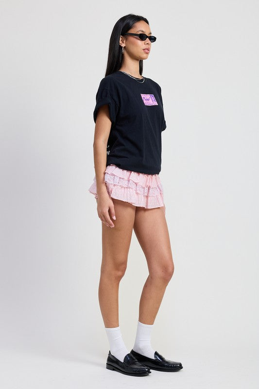 GINGHAM MINI RUFFLE SKORT - Eye Candy Sensation Apparel & Accessories