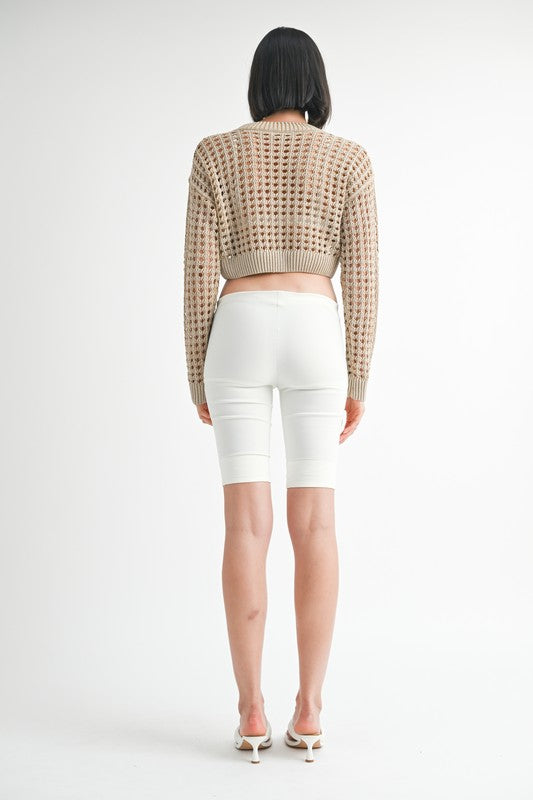 ROUND NECK KNITTED CROP SWEATER TOP Emory Park