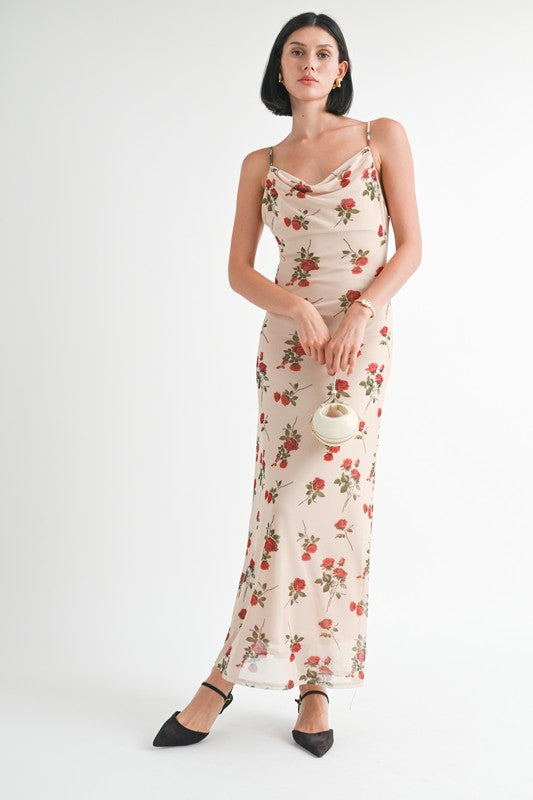 COWL NECK MAXI DRESS WITH OPEN BACK Emory Park