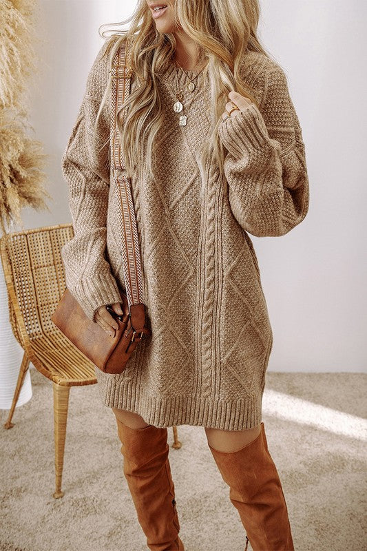 Women Knit Drop Shoulder Loose Fit Sweater Dress - Eye Candy Sensation