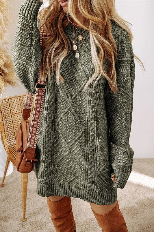 Women Knit Drop Shoulder Loose Fit Sweater Dress - Eye Candy Sensation