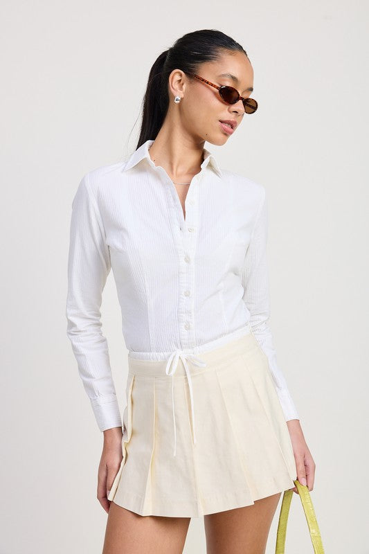 CONTRASTED WAIST BAND PLEATED SKORT - Eye Candy Sensation Apparel & Accessories