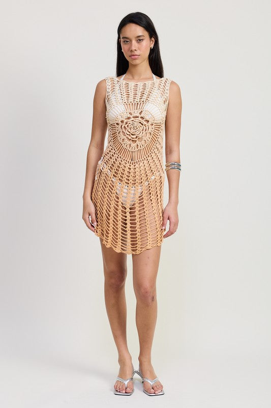 CROCHET COVER UP DRESS WITH BACK CUT OUT - Eye Candy Sensation Apparel & Accessories