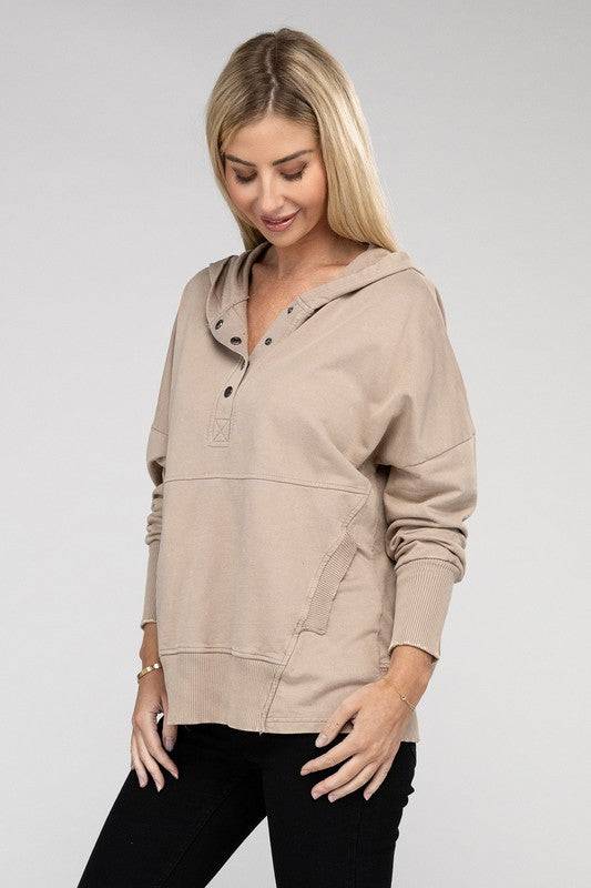 French Terry Acid Wash Kangaroo Pocket Hoodie ZENANA