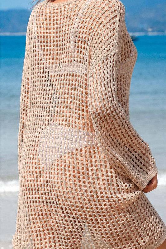 Crochet Side Split Beach Coverups Swimwear Dress - Eye Candy Sensation