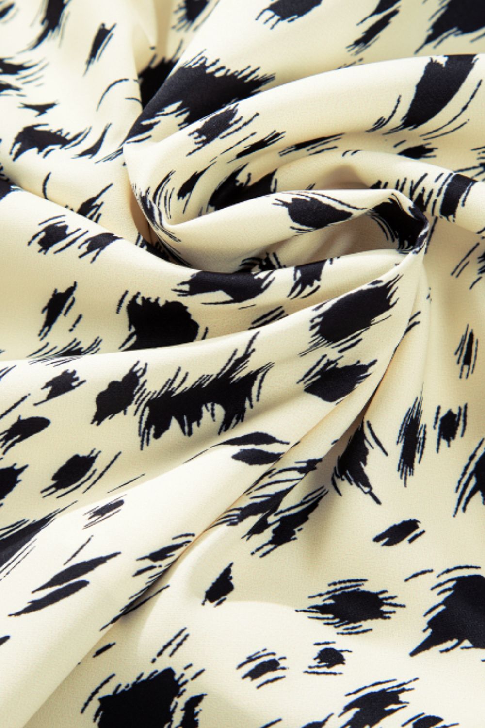 Printed Tie Waist Mock Neck Long Sleeve Dress Trendsi