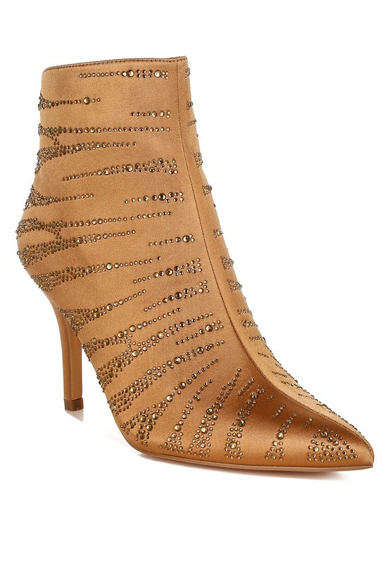Toget Satin Rhinestone Ankle Party Boots - Eye Candy Sensation Apparel & Accessories -product type