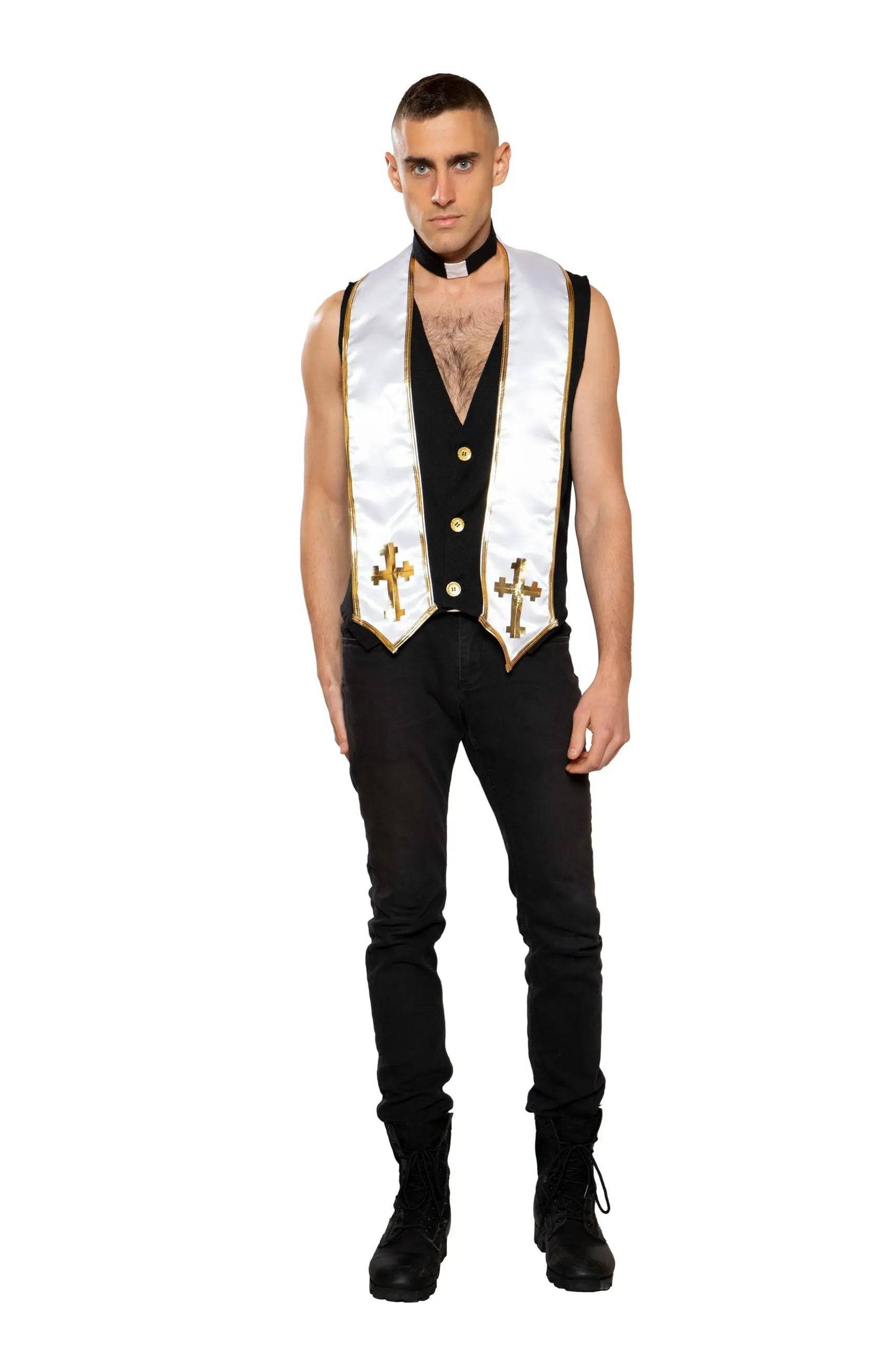 4958 - 2pc Mens Priest Costume Eye Candy Sensation