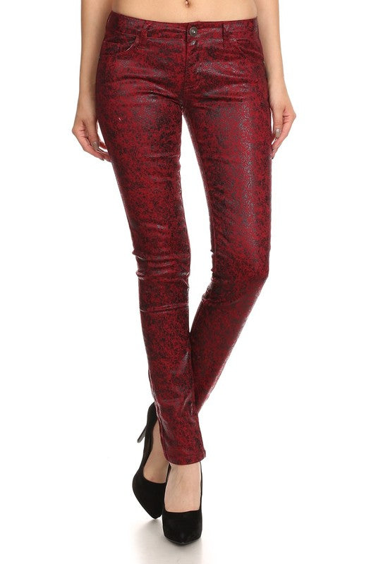 Low Rise Metallic Print Skinny jeans Pants - Eye Candy Sensation Apparel & Accessories