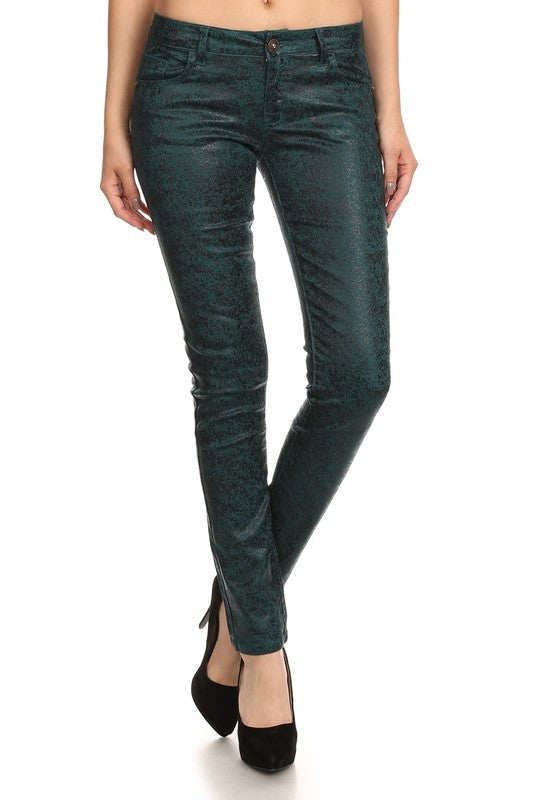 Low Rise Metallic Print Skinny jeans Pants - Eye Candy Sensation Apparel & Accessories