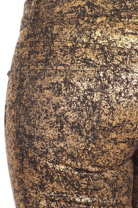 Low Rise Metallic Print Skinny jeans Pants - Eye Candy Sensation Apparel & Accessories