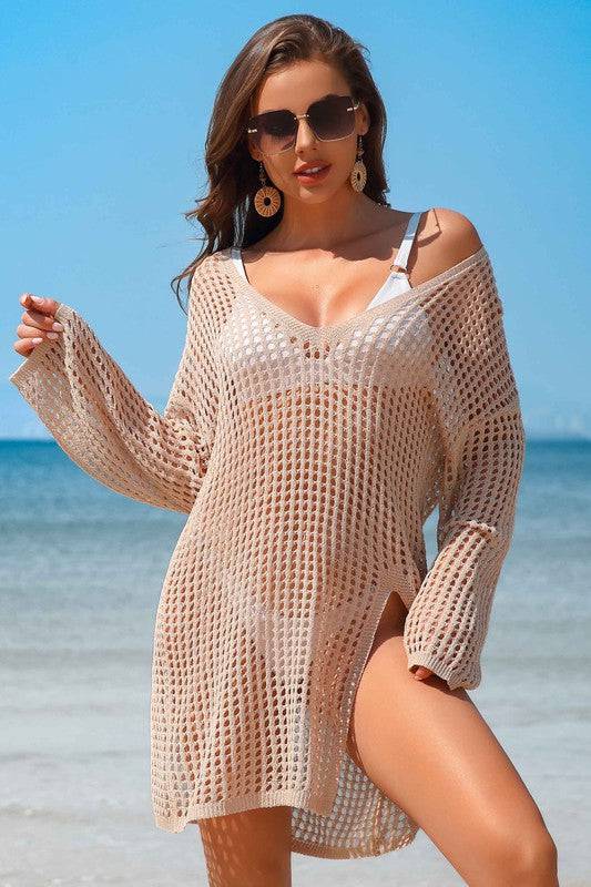 Crochet Side Split Beach Coverups Swimwear Dress - Eye Candy Sensation