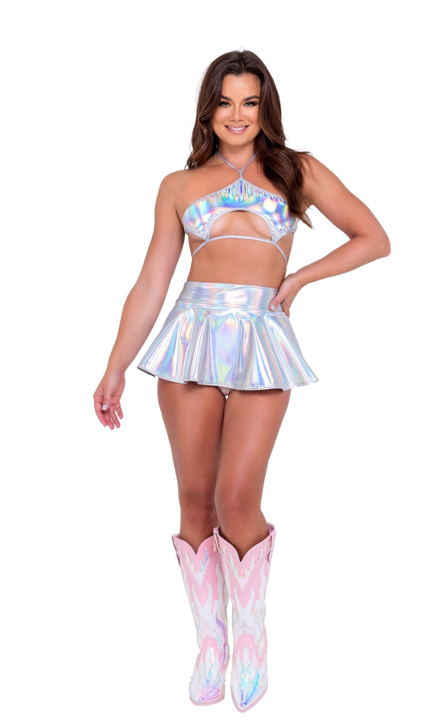 6111 - Holographic Keyhole Tie-Top Roma