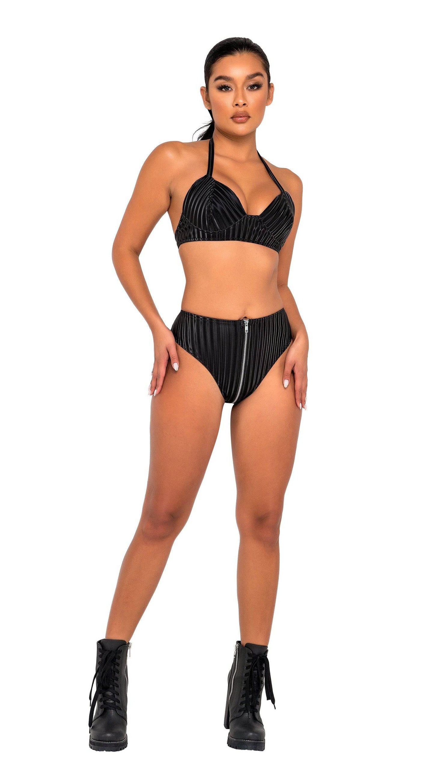 6125 - High-Waisted Zip-Up Shorts Roma