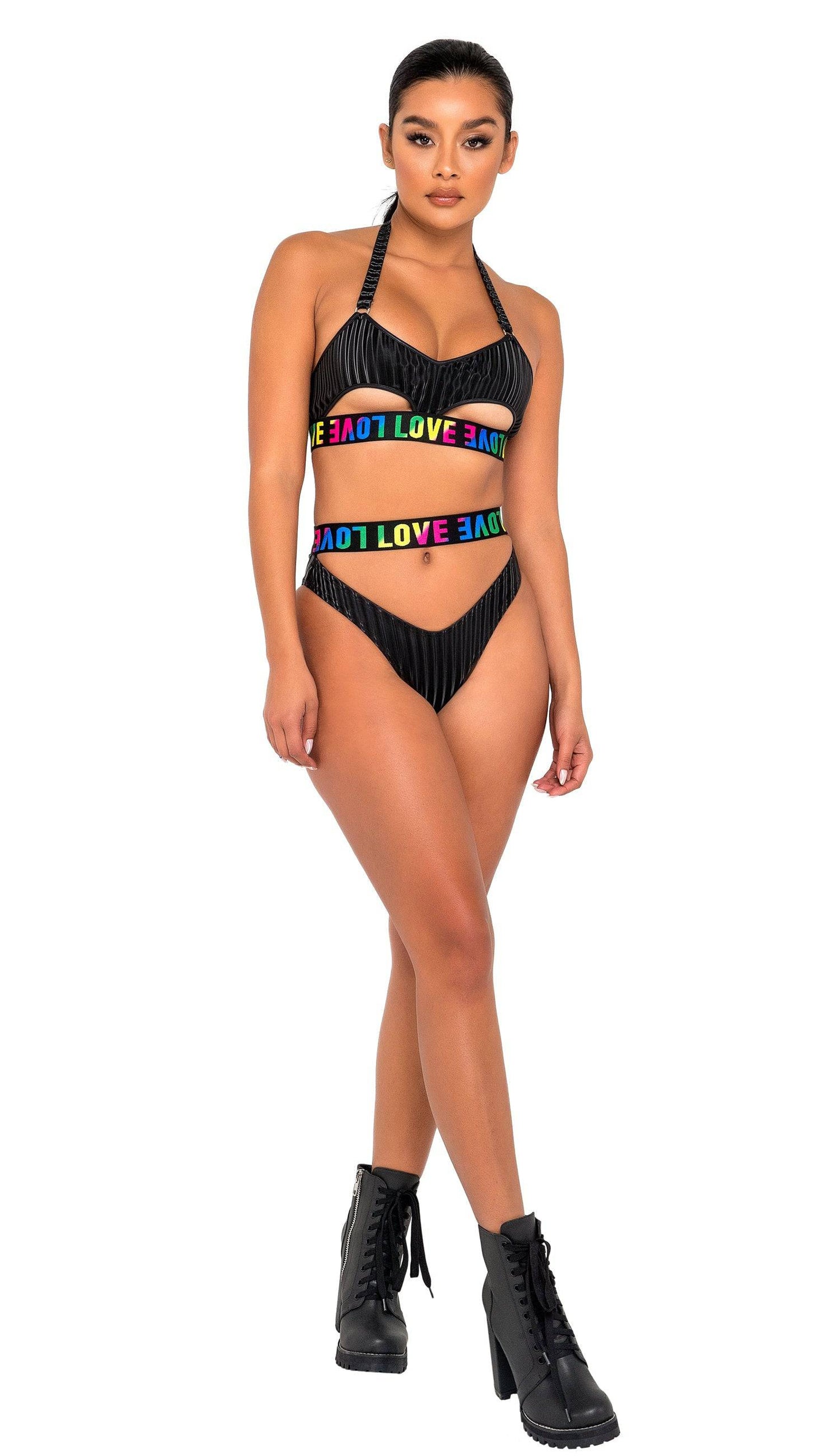 6147 - Pride High-Waisted Shorts with Cutout Panel Roma