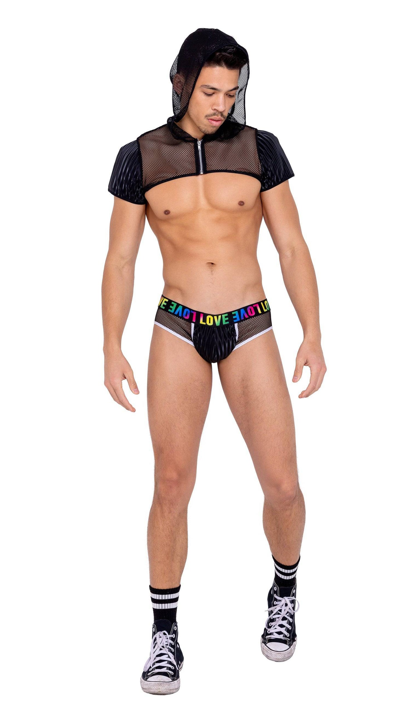 6153 - Men’s Fishnet Cropped Hoodie Roma