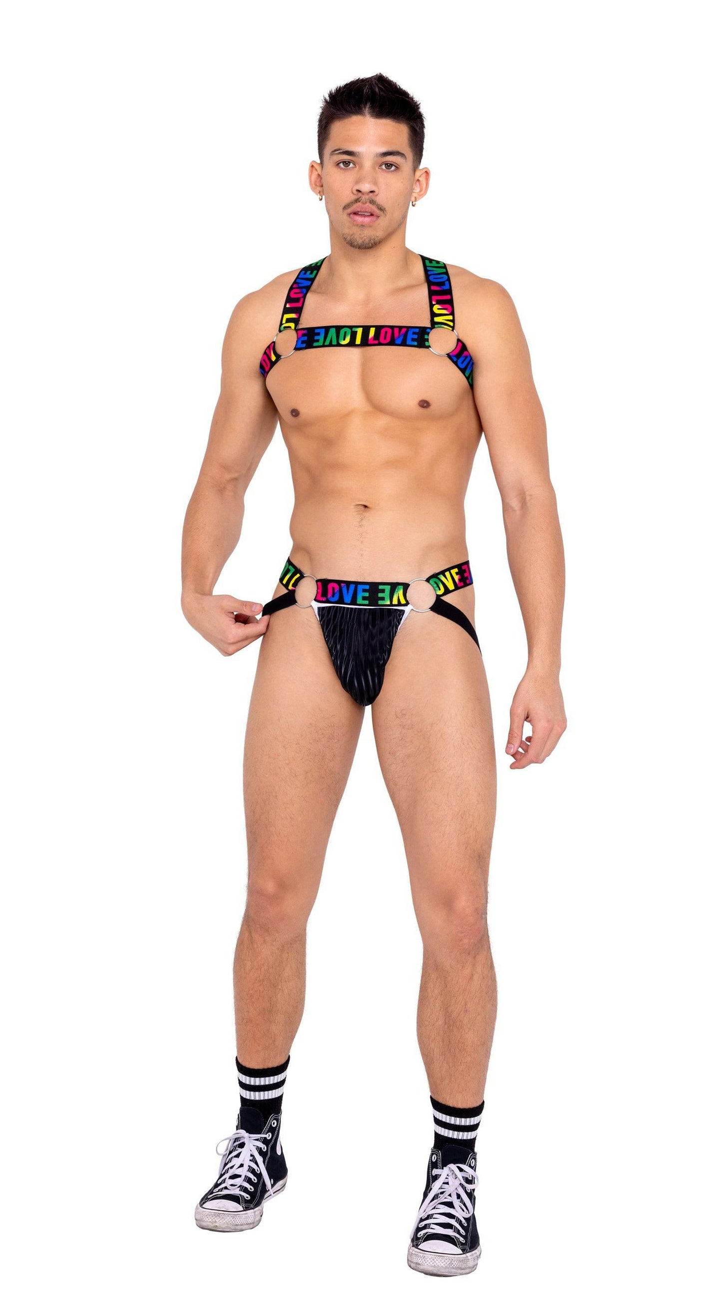 6159 - Men’s Pride Jock Strap with LOVE Elastic Logo Roma