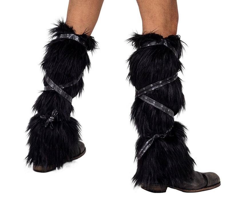 6170 - Pair of Black Faux Fur Leg Warmers - Eye Candy Sensation