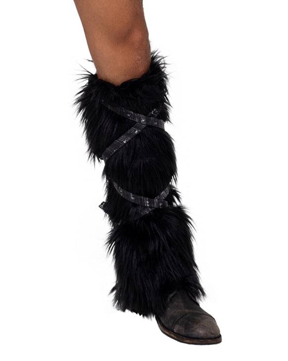 6170 - Pair of Black Faux Fur Leg Warmers - Eye Candy Sensation