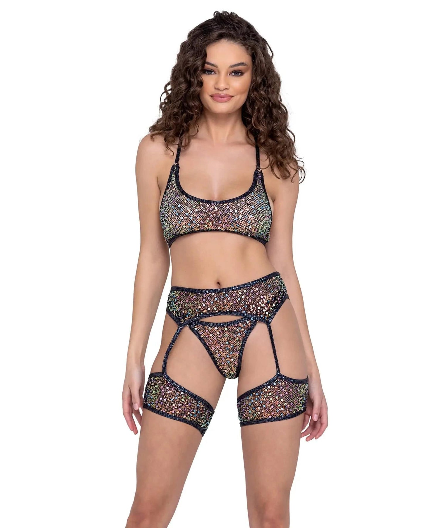 6230 - Sequin Fishnet Garter Belt Eye Candy Sensation