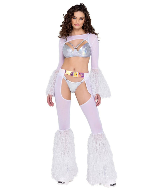 6248 - Sheer Chaps with Faux Fur Bell & Belt Eye Candy Sensation